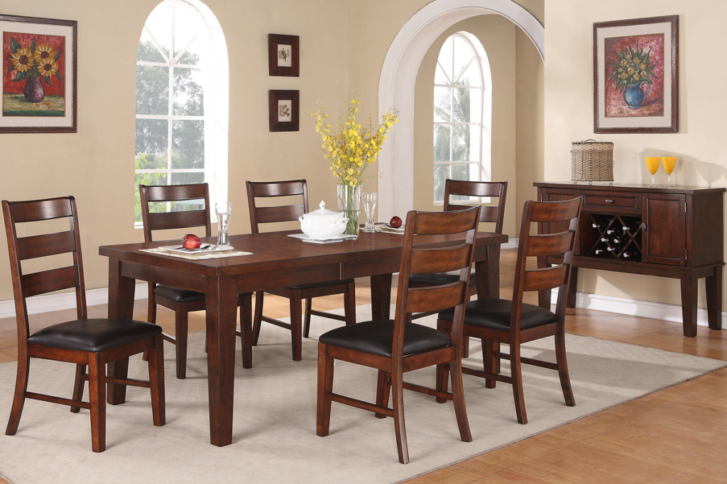 7 pc Dining set Walnut Finish F2207-1283 – Casye Furniture