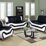 3pcs Living set,  Black White Color Faux Leather 4501
