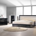 Berlin Collection Bedroom Set, Black White Lacquer Finish