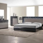 Romania Collection Bedroom Set, Black with Zebra Gray Lacquer Finish