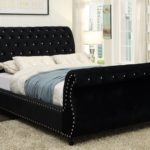 Noelia Collection Sleigh Bed, Black Color CM7128