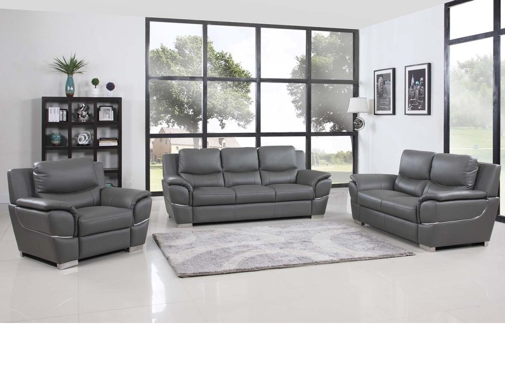 Gray Leather Living Room Gu4572 Casye