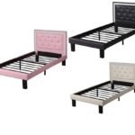 Twin or Full Platform Bed. Light Bone, Pink or Black Color available