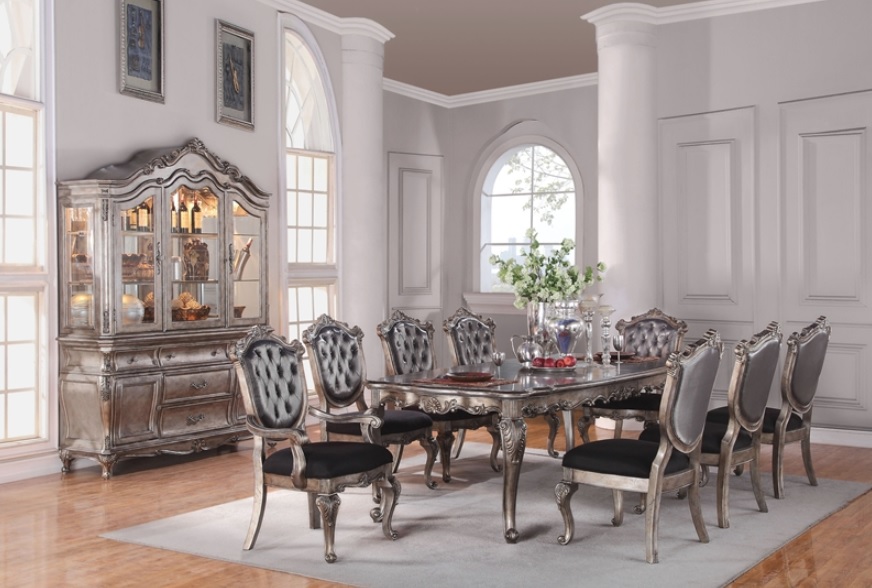 Chantelle Collection Formal Dining Room Antique Platinum Finish | Casye ...