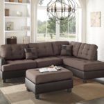 3-Piece Sectional Sofa with Ottoman, Chocolate Finish F6857