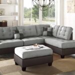 3-Piece Sectional Sofa with Ottoman, Gray Finish F6858
