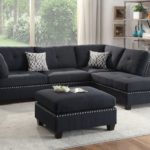 3-Piece Sectional Sofa with Ottoman, Black Color F6974