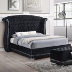Barzini Collection Queen Platform Bed, Black Velvet 300643