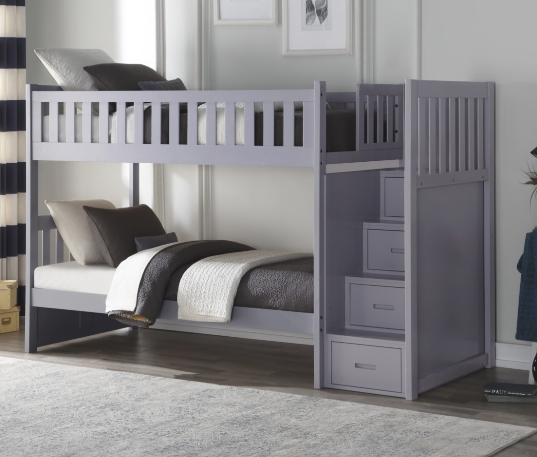 Twin Bunk Bed W Reversible Step, Twin Bunk Beds With Storage