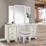 Allura Collection Vanity with Mirror & Stool White Finish 1916WH