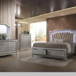 Kaitlyn Bedroom Set  with LED Headboard in PU and Champagne Finish