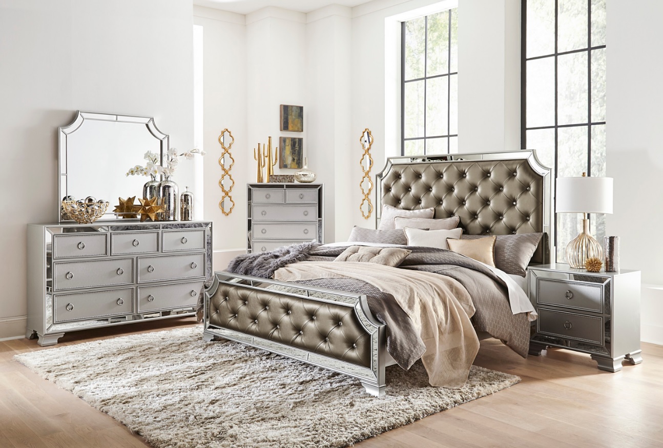 celine mirrored bedroom furniture