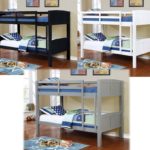 Twin/Twin Convertible Wooden Bunk Bed White, Black or Gray Finish 8431AD