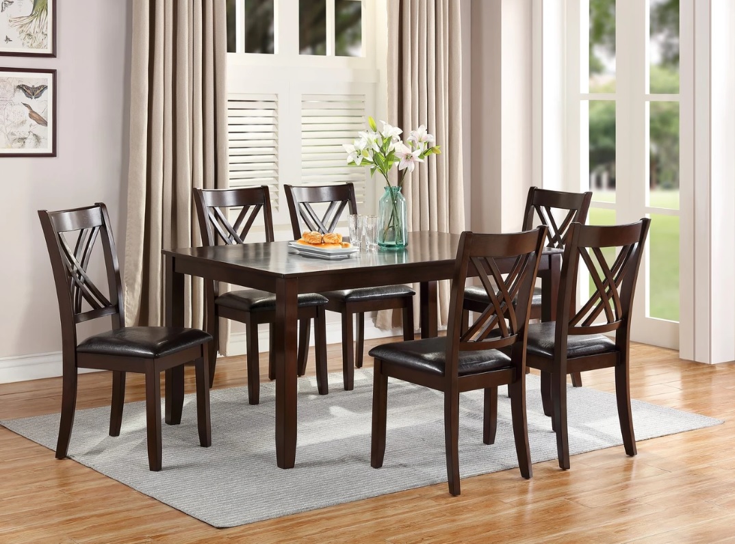 7pc espresso dining room kitchen set table