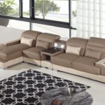 Camel and Cream Faux Leather Sectional  AE-LD812
