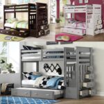 allentown Twin Twin Bunk bed w/Storage Staircase & Trundle, Gray Finish 37870AC