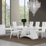 Modern Dining Set, White Finish D313-GU