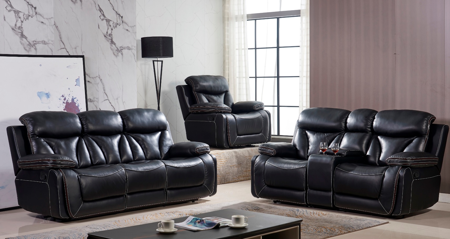 Genuine Leather Recliner Living Room, Dark Brown Color SF3100 | Casye ...