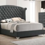Melody Collection Queen Bed, Gray Velvet 223381
