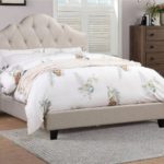 Beige Linen Platform Bed F9542