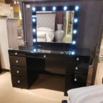 Avery Black Vanity Desk and Mirror B4850