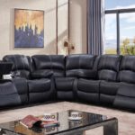 Genuine Leather Sectional, Black Finish  SF3596