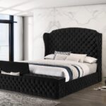 Jocelyn Platform Bed, Black Velvet CB3700