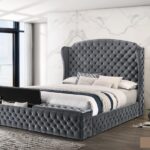 Jocelyn Collection Bed, Gray Velvet CB3700