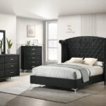 Lucinda Velvet Black Gray Panel Bedroom Set B9265