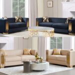 2pc Living Set Cream or Black Gold Finish 2001 2003