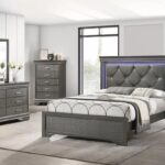 Melina Bedroom Set Dark Gray Finish F9640