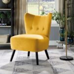 Accent Chair Yellow Velvet 1066YW
