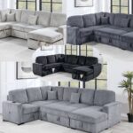 4pc Convertible Sectional, Sleeper Sofa, Chaise Storage, Sofa Storage & USB Port